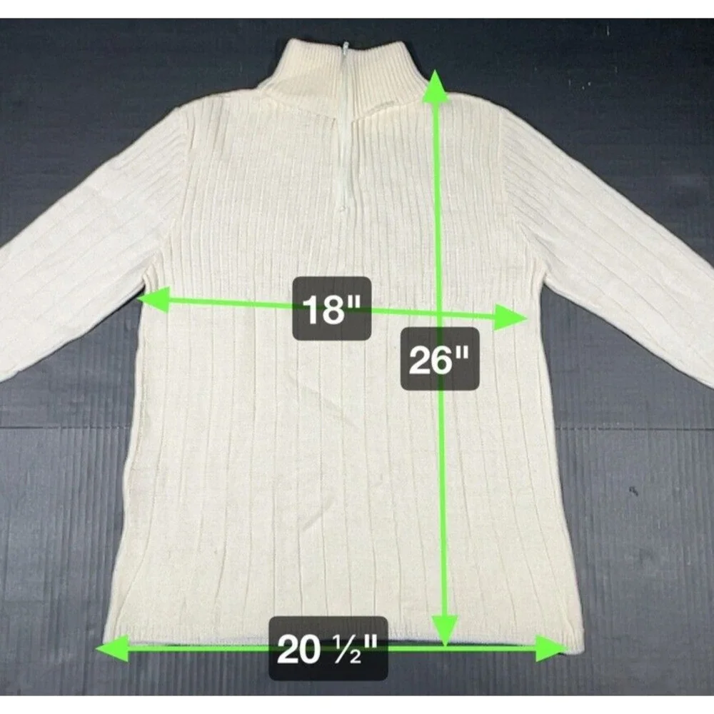 True Vintage 60s Saks Fifth Ave Cream Ribbed Turtleneck Sweater S Union Made USA